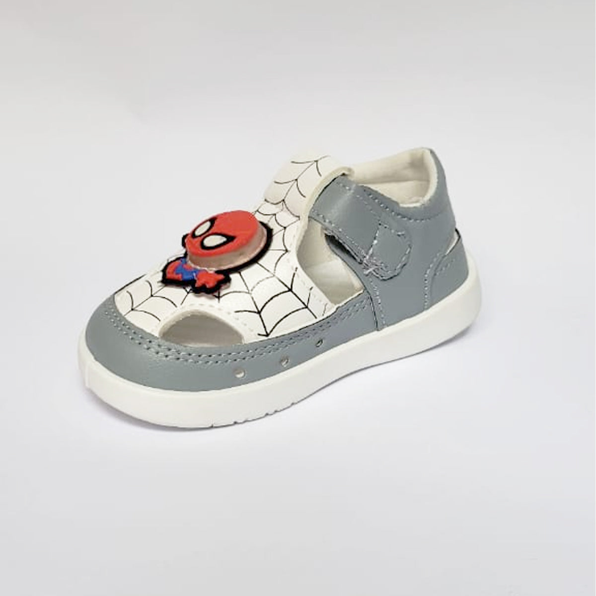 Boys White Grey Spiderman Lightning Sandals
