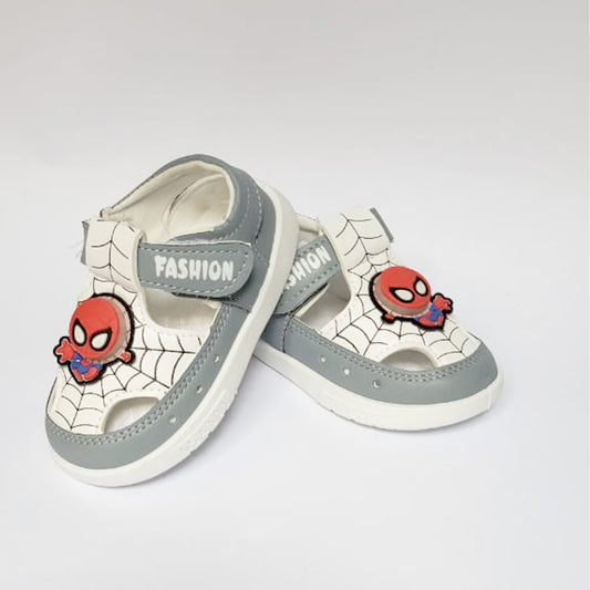 Boys White Grey Spiderman Lightning Sandals