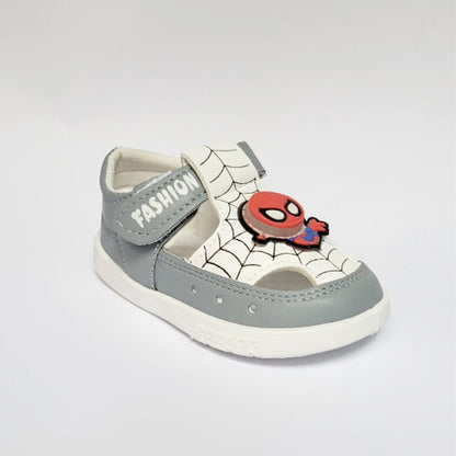 Boys White Grey Spiderman Lightning Sandals