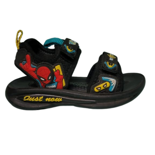 Boys Black With Yellow Spiderman Sandal