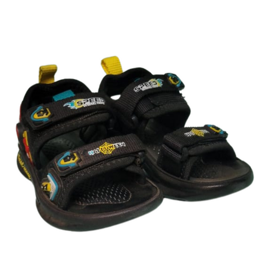 Boys Black With Yellow Spiderman Sandal