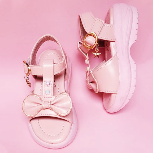 Girls Peach Butterfly Knot Formal Sandal