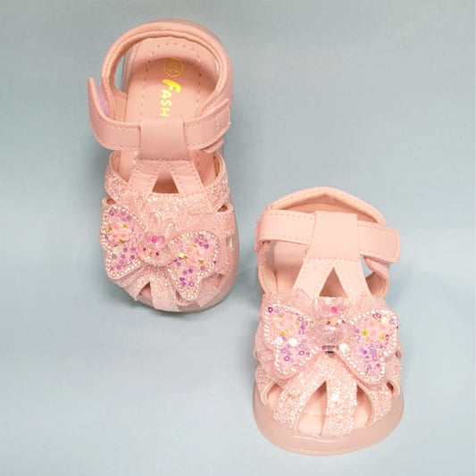 Girls Baby Pink Bunny Butterfly Patch Formal Sandal