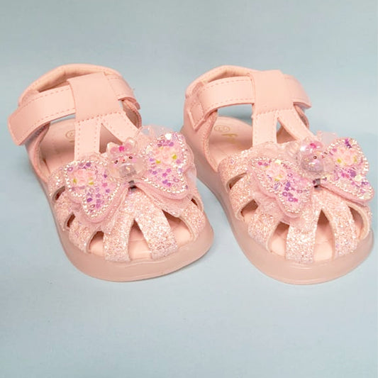 Girls Baby Pink Bunny Butterfly Patch Formal Sandal