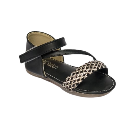 Girl Black Stone Work Sandal
